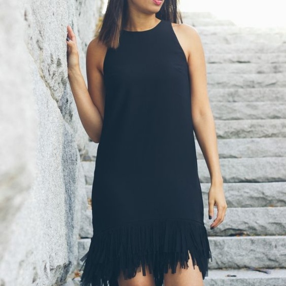 Banana Republic Dresses & Skirts - Banana Republic Black Fringe Hem Dress Sz 2